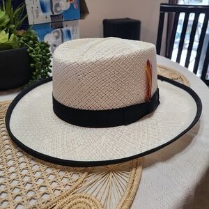 Men's White PARK ROYAL  Straw Hat with Black Band
